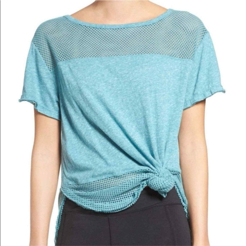 FP Movement Top Hourglass‎ Teal Mesh Short Sleeve